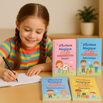 Melia™ – Cahier d’Écriture à Rainures Magiques (Pack Complet)